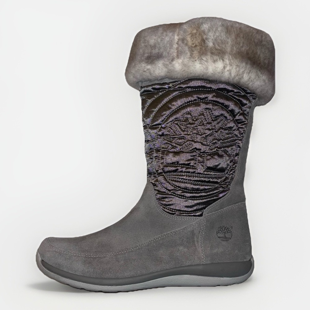 Timberland Hollyberry Suede Pull Up Gray‎ Knee Boots Girls Size 7